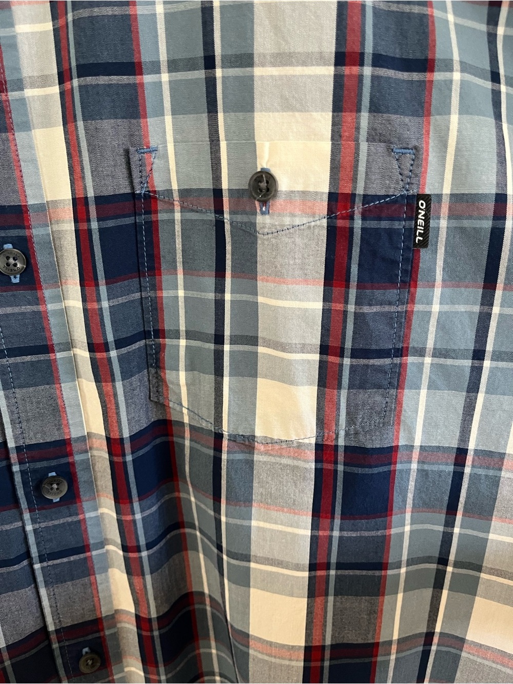 O’Neill Kensington Dust Blue Plaid Short Sleeve Button Up Shirt Size XXL - Picture 6 of 9